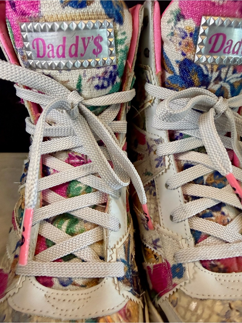 2013 Daddy's Money Pink Floral High-Top Sneakers for Women New - Picture 7 of 9